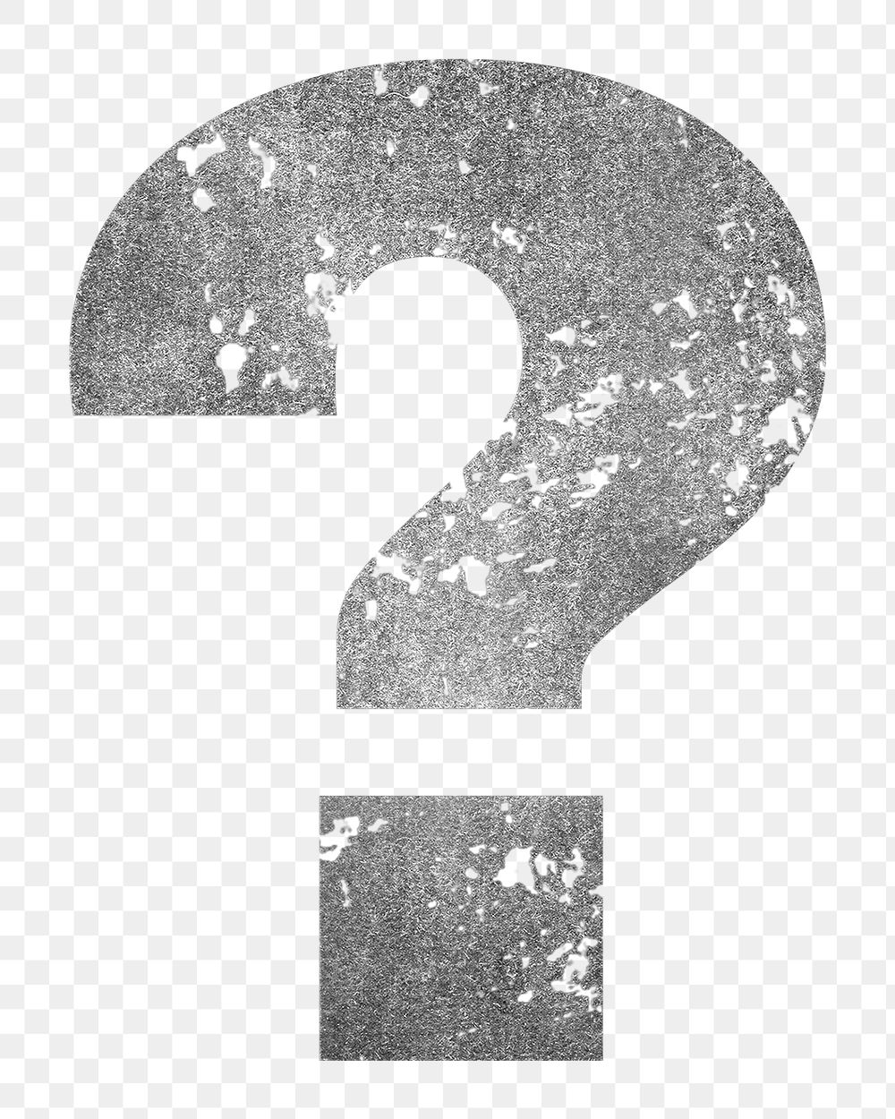 Question mark sign png grunge gray symbol, transparent background
