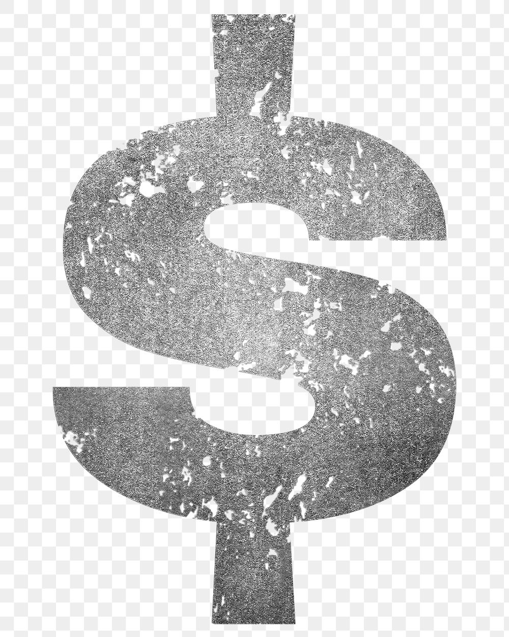 Dollar sign png grunge gray symbol, transparent background