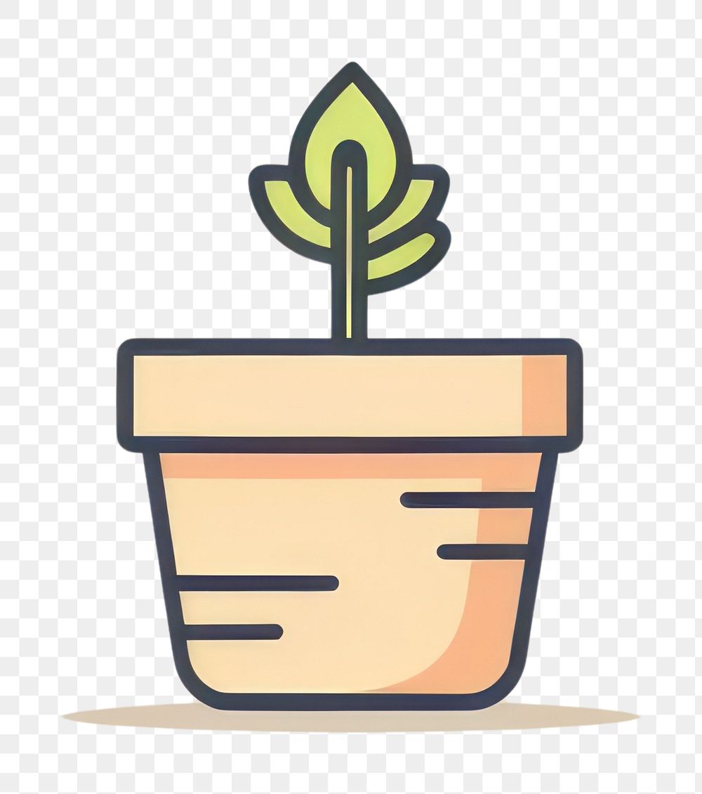 PNG Plant pot line leaf illustrated.