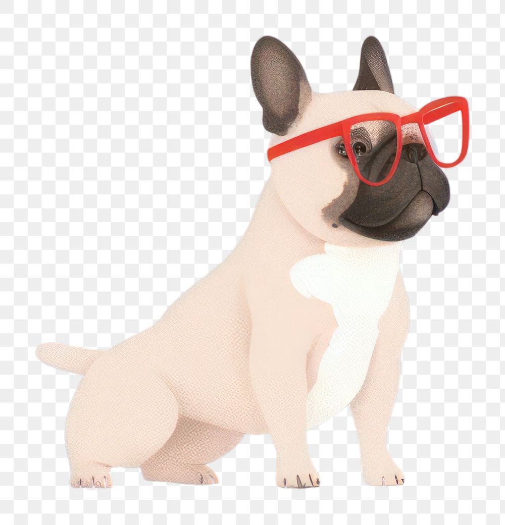 PNG A french bulldog wearing sunglasses on a blue background animal mammal pet. AI generated Image by rawpixel.