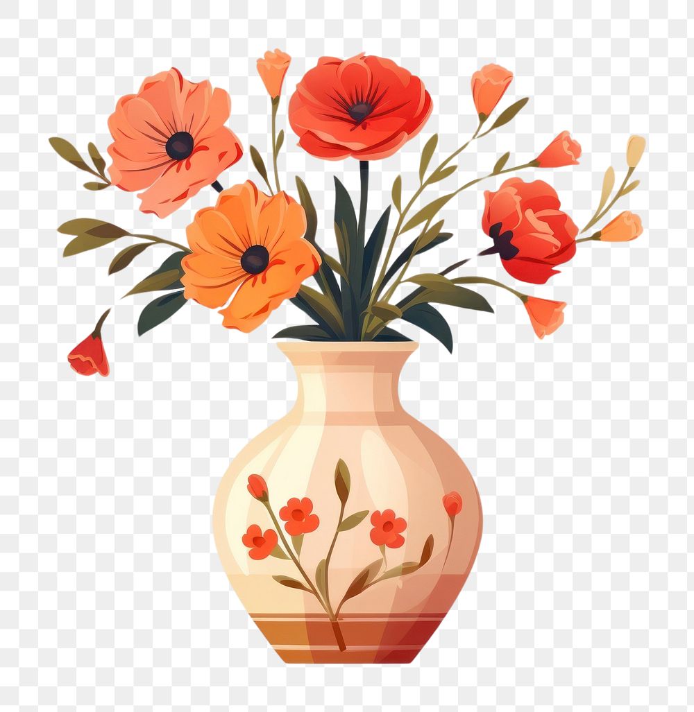 PNG Flower vase art graphics pottery.