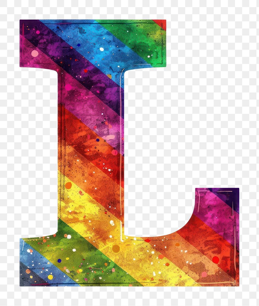 Rainbow with alphabet L number symbol cross.