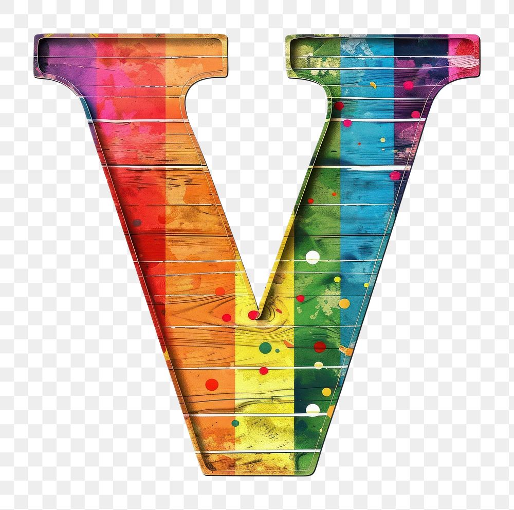 Rainbow with alphabet V number symbol text.