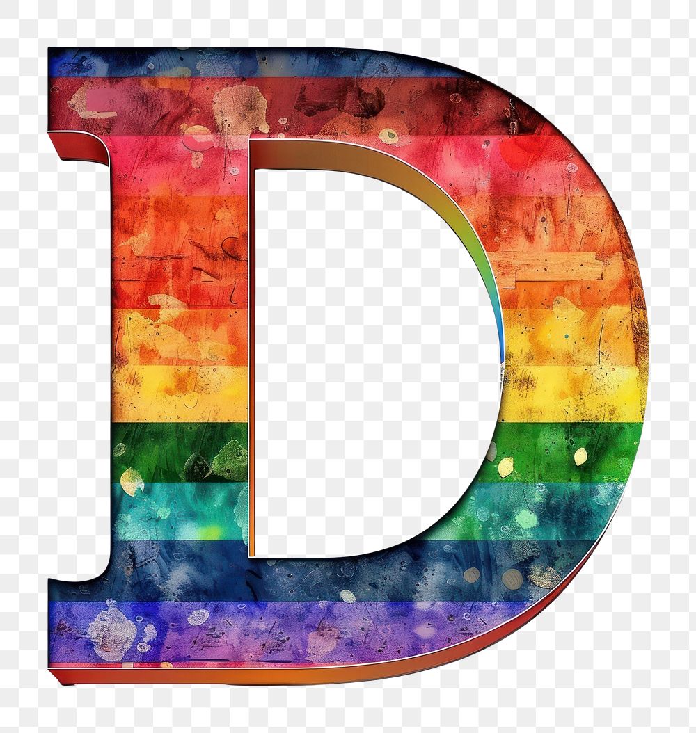 Rainbow with alphabet D number symbol text.