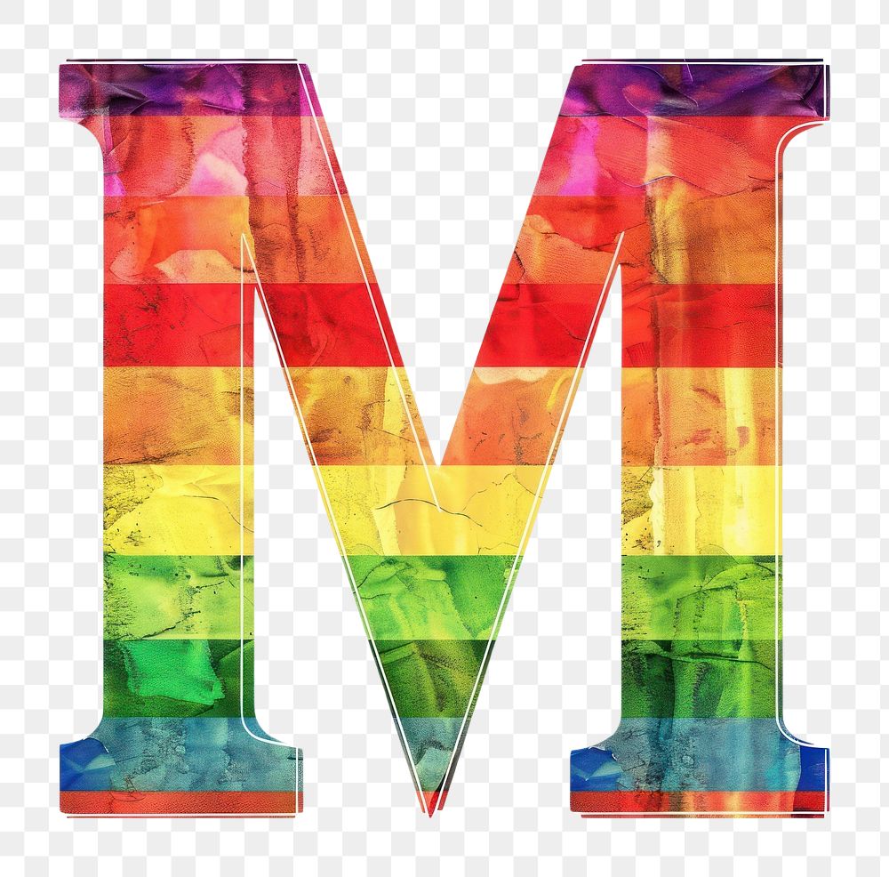 Rainbow with alphabet M cricket sports number.