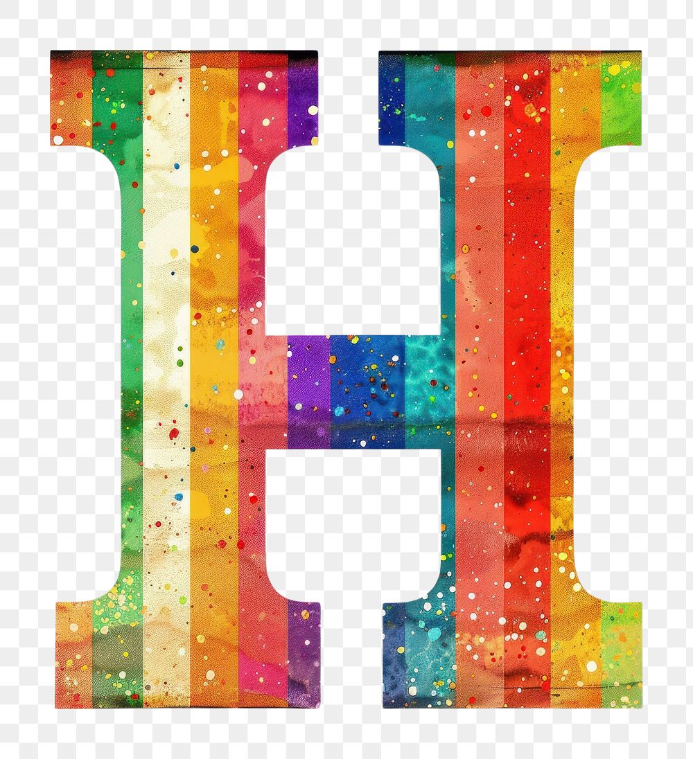 Rainbow with alphabet H number symbol text.