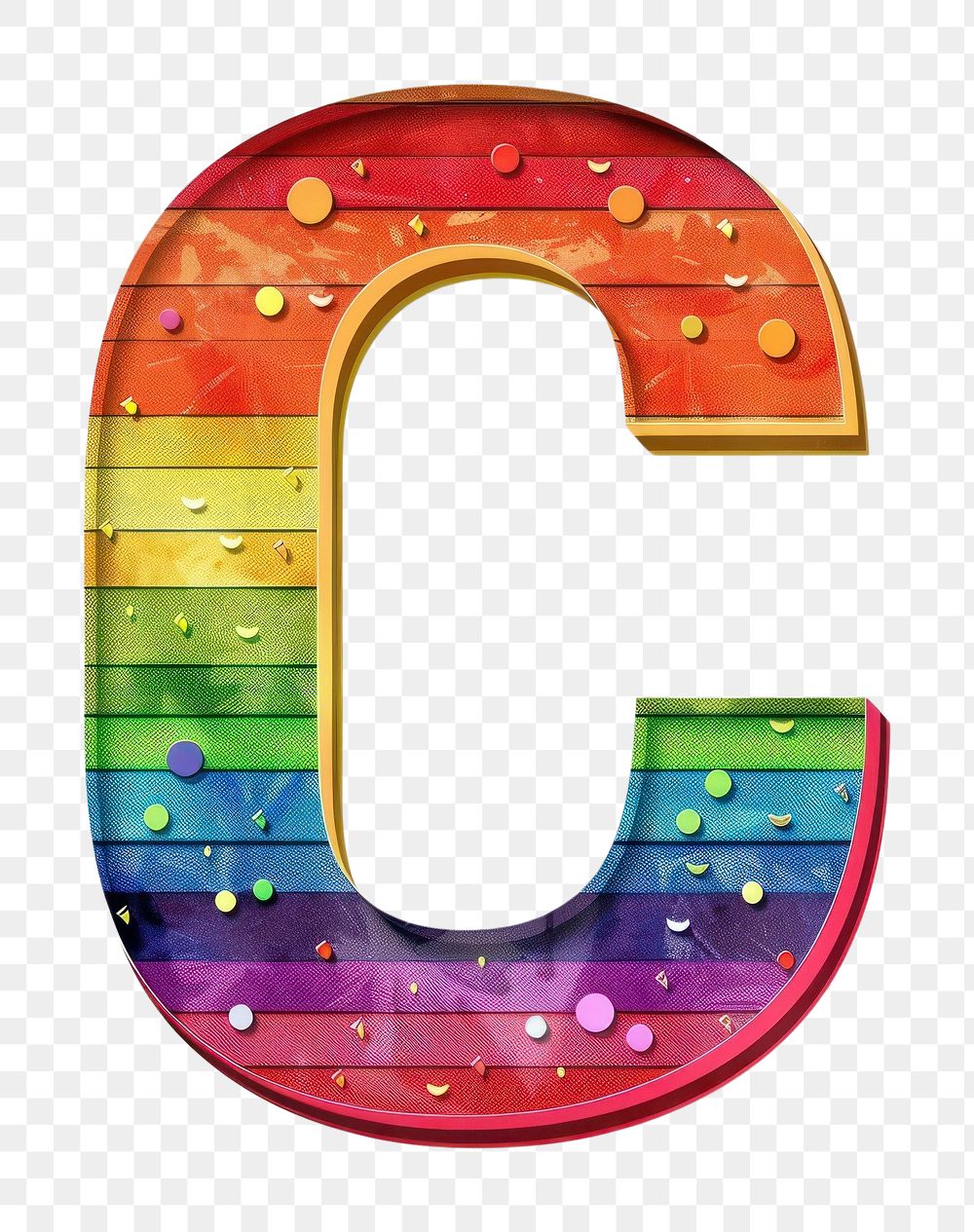 Rainbow with alphabet C furniture number symbol.