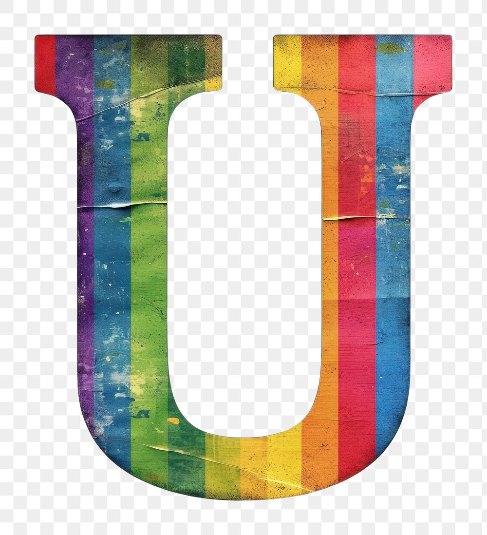 Rainbow with alphabet U symbol text art.