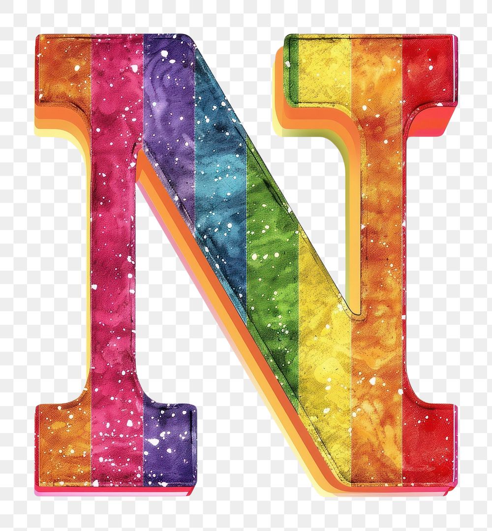 Rainbow with alphabet N number symbol text.