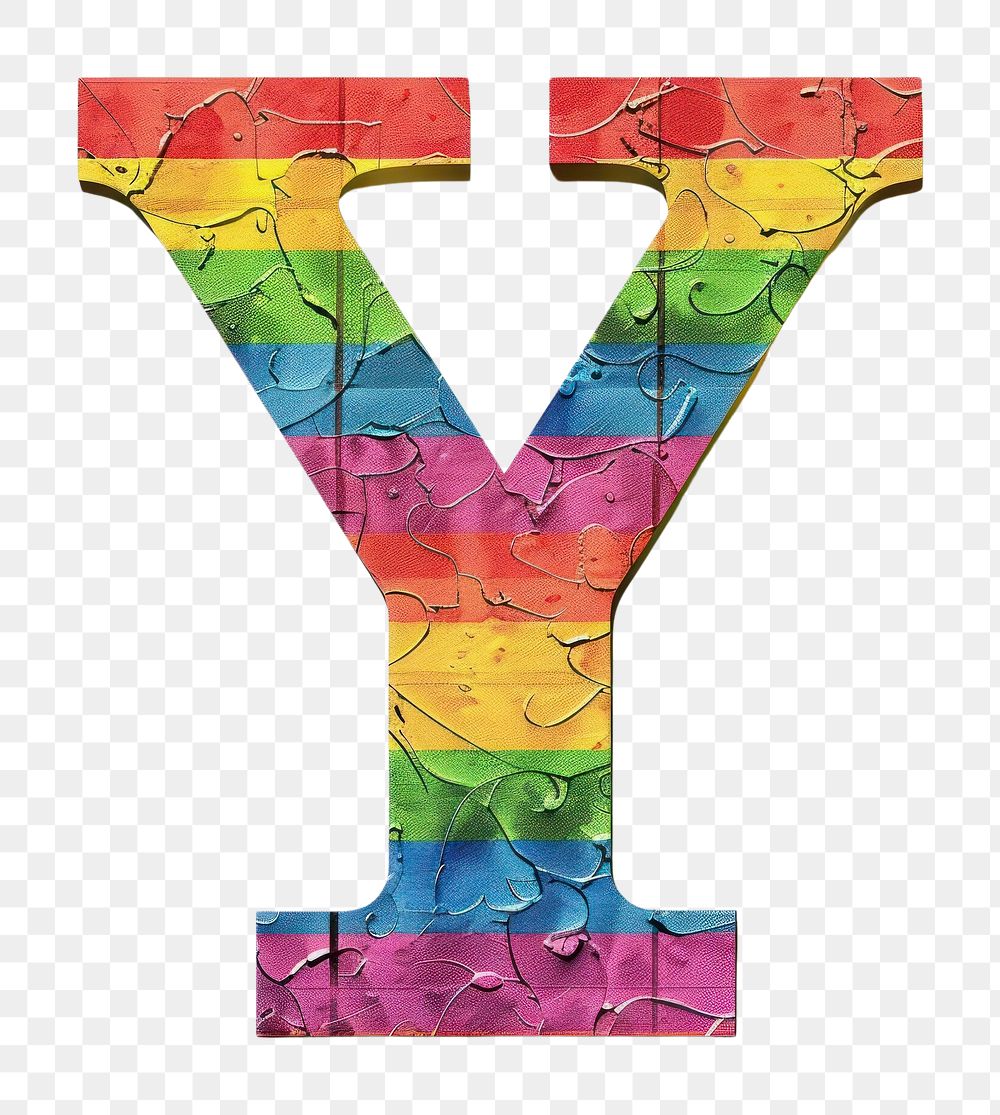 Rainbow with alphabet Y symbol number text.