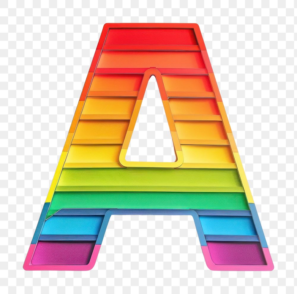 Rainbow with alphabet A symbol text logo.