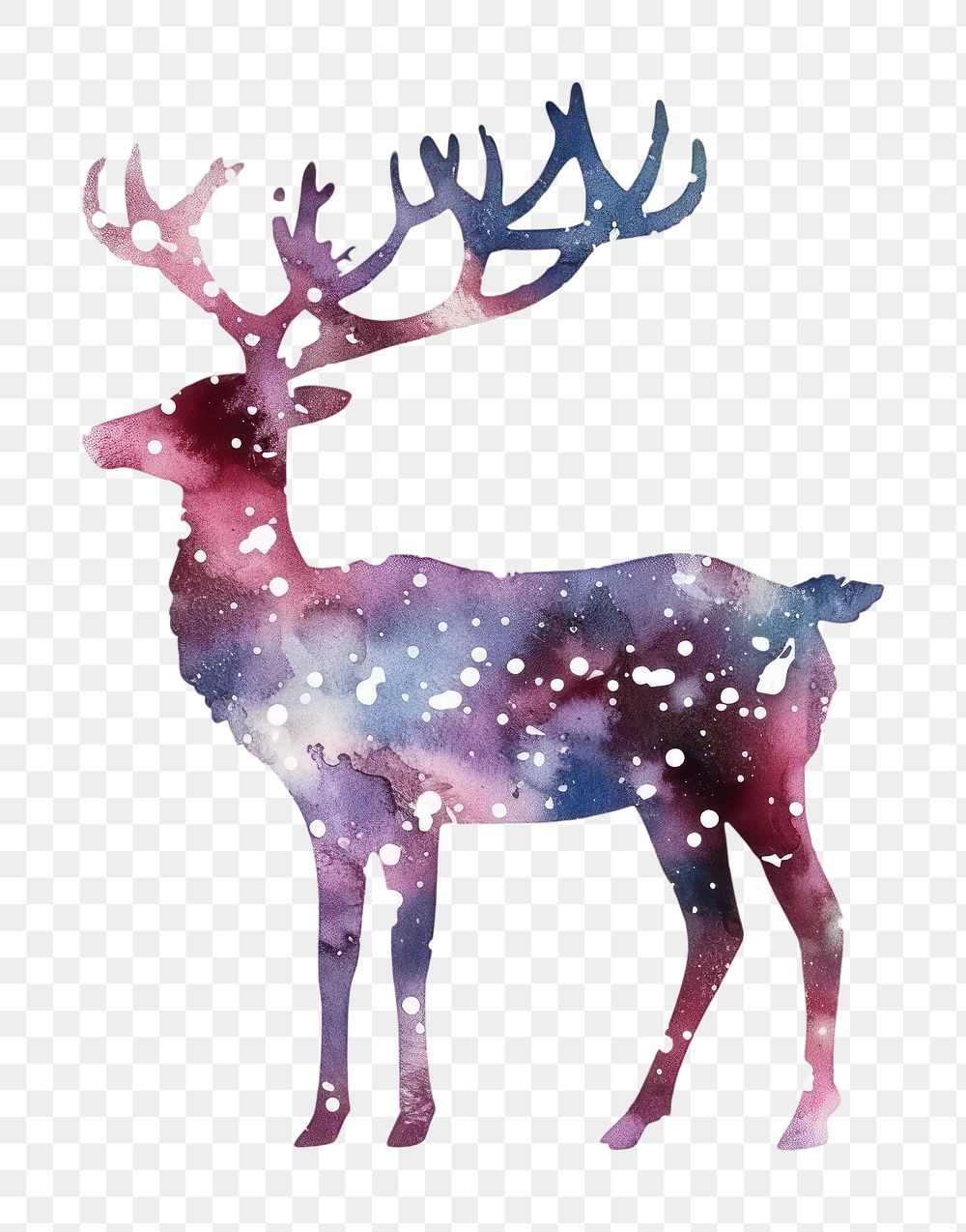 PNG Reindeer in Watercolor style wildlife animal mammal.