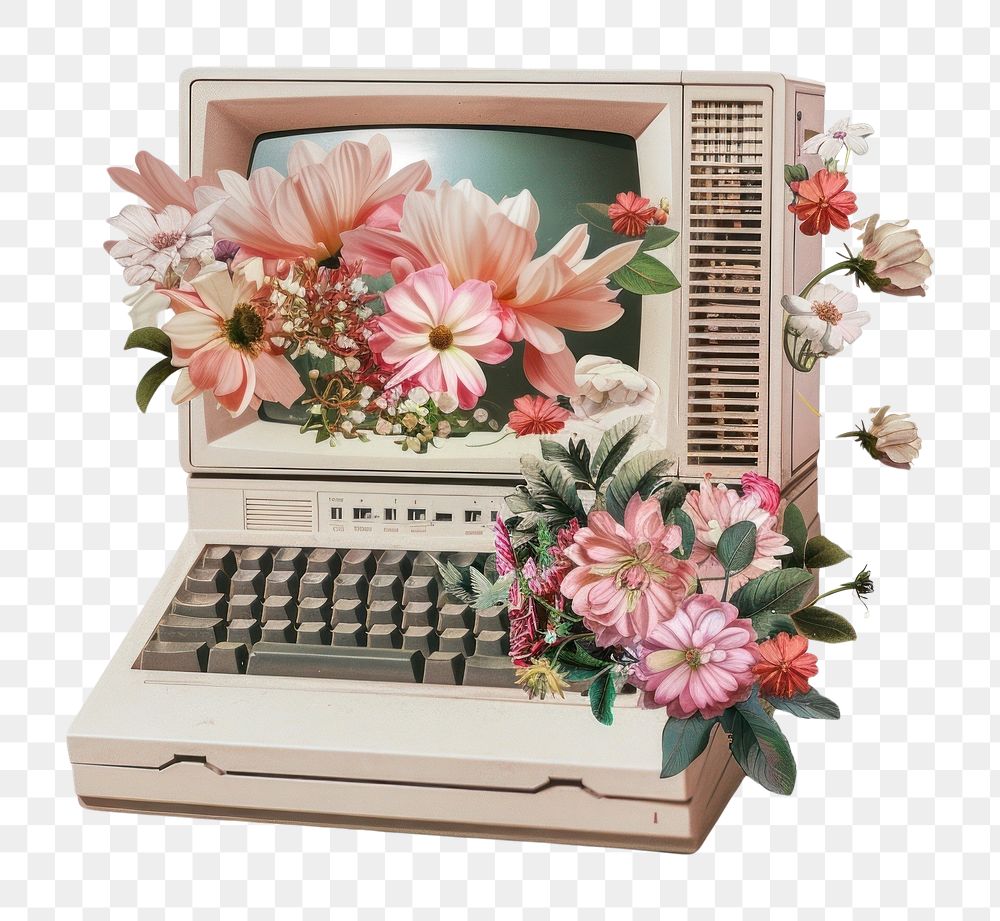 PNG Computer laptop flower electronics.