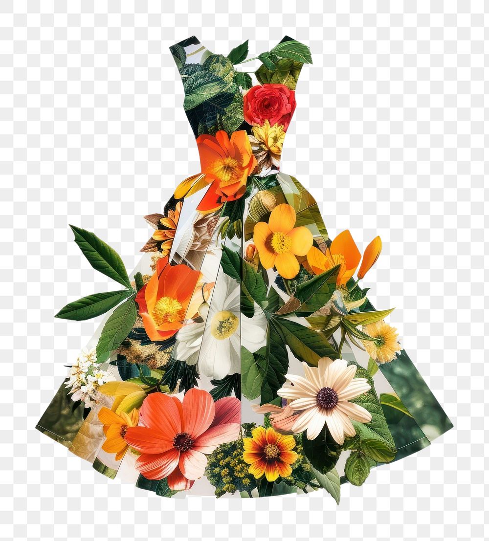 PNG Flower Collage dress Clothe pattern flower clothing.