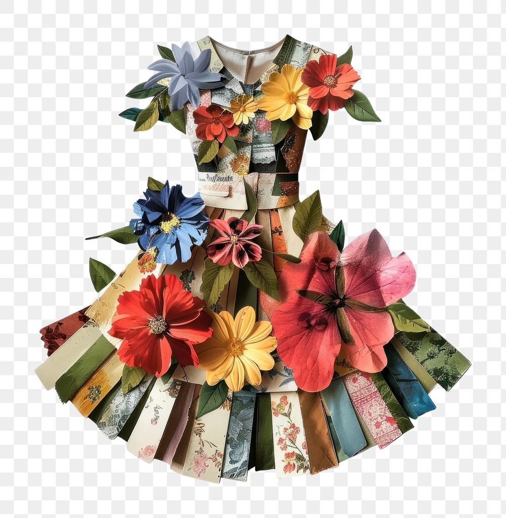 PNG Flower Collage dress Clothe collage pattern flower.