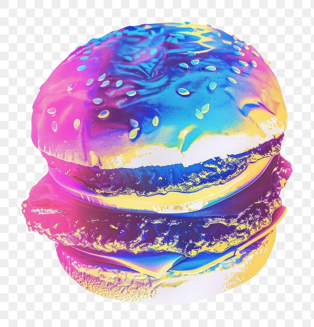 PNG Burger Shaped Risograph style burger dessert purple.