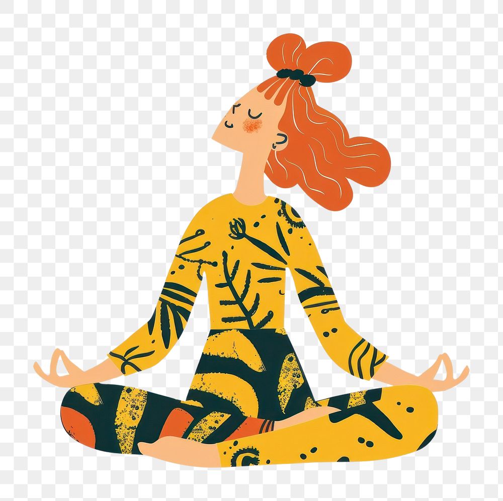 PNG Woman yoga boho naive funky exercise fitness person.