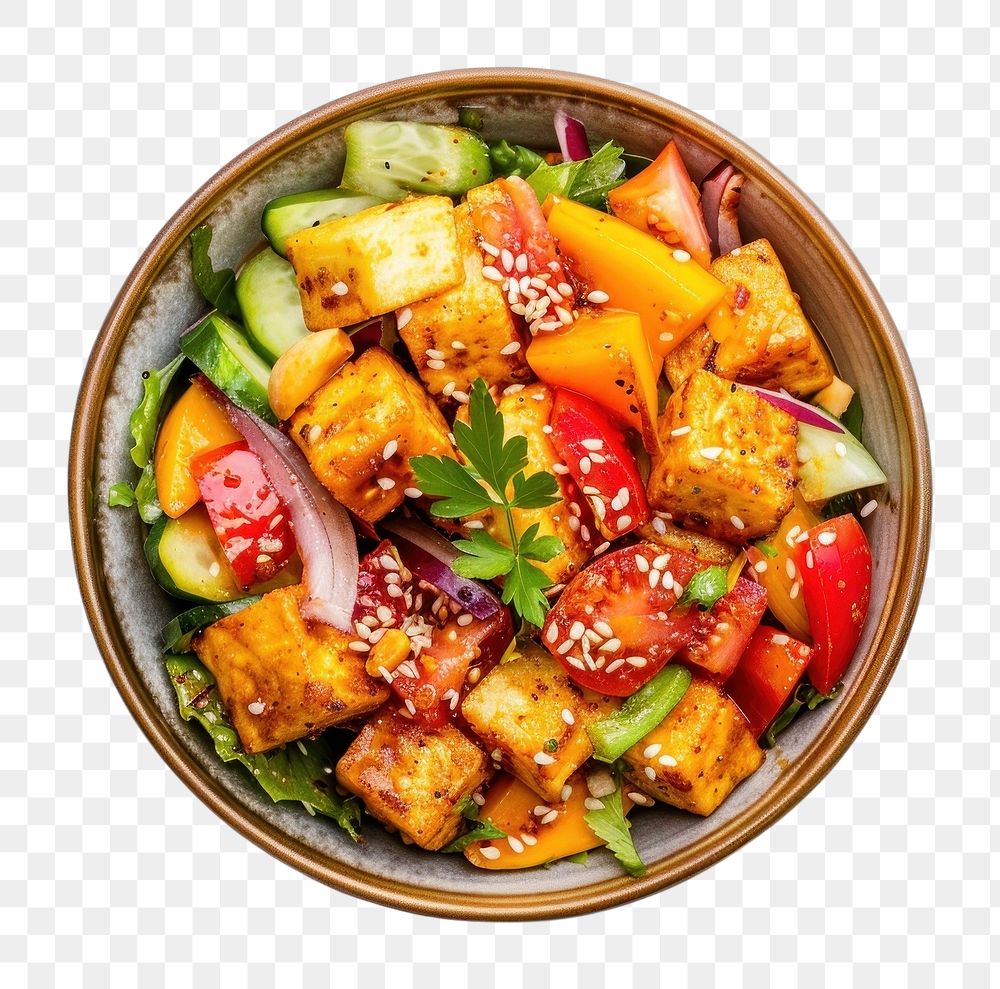 PNG Fruit vegetable salad rojak food meat pork.