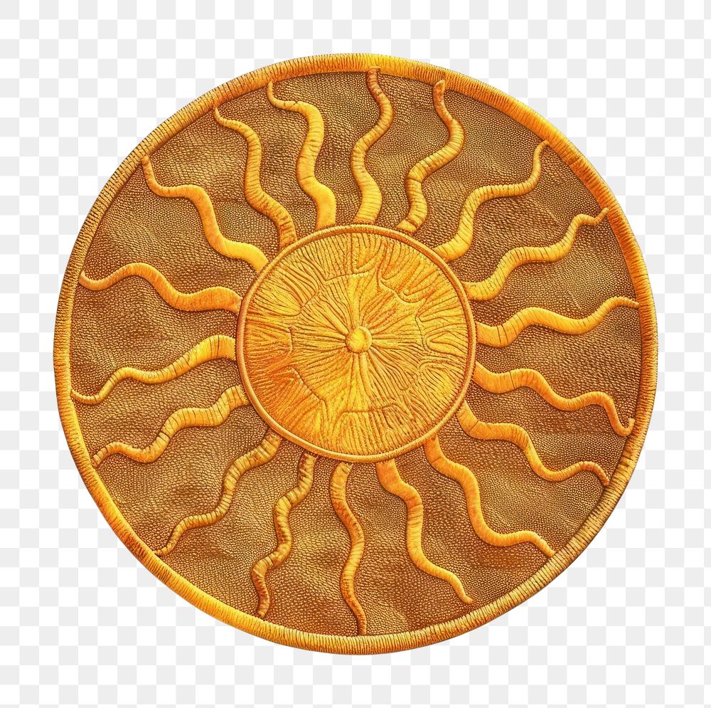 PNG Sun badge patch pottery pattern plate.