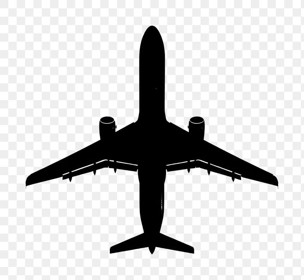 PNG Airplane silhouette transportation aircraft airliner.