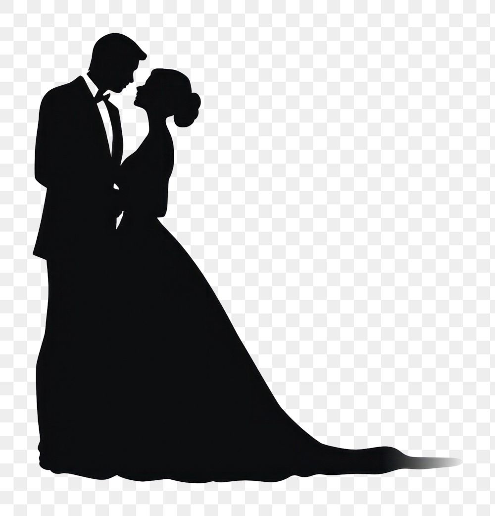 PNG Couple wedding silhouette clothing apparel fashion.
