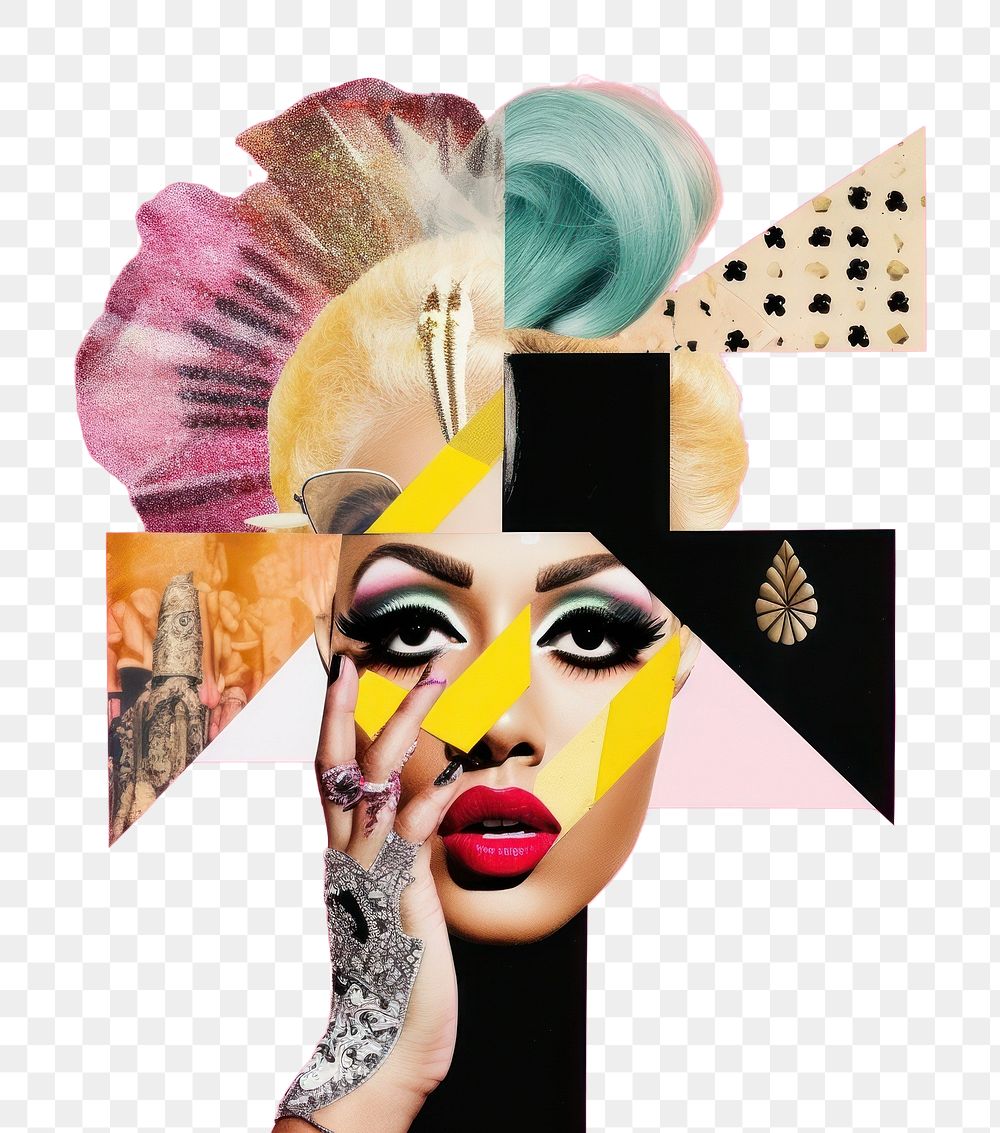 PNG  Symbolic mixed collage graphic element representing of drag queen photography portrait wedding.