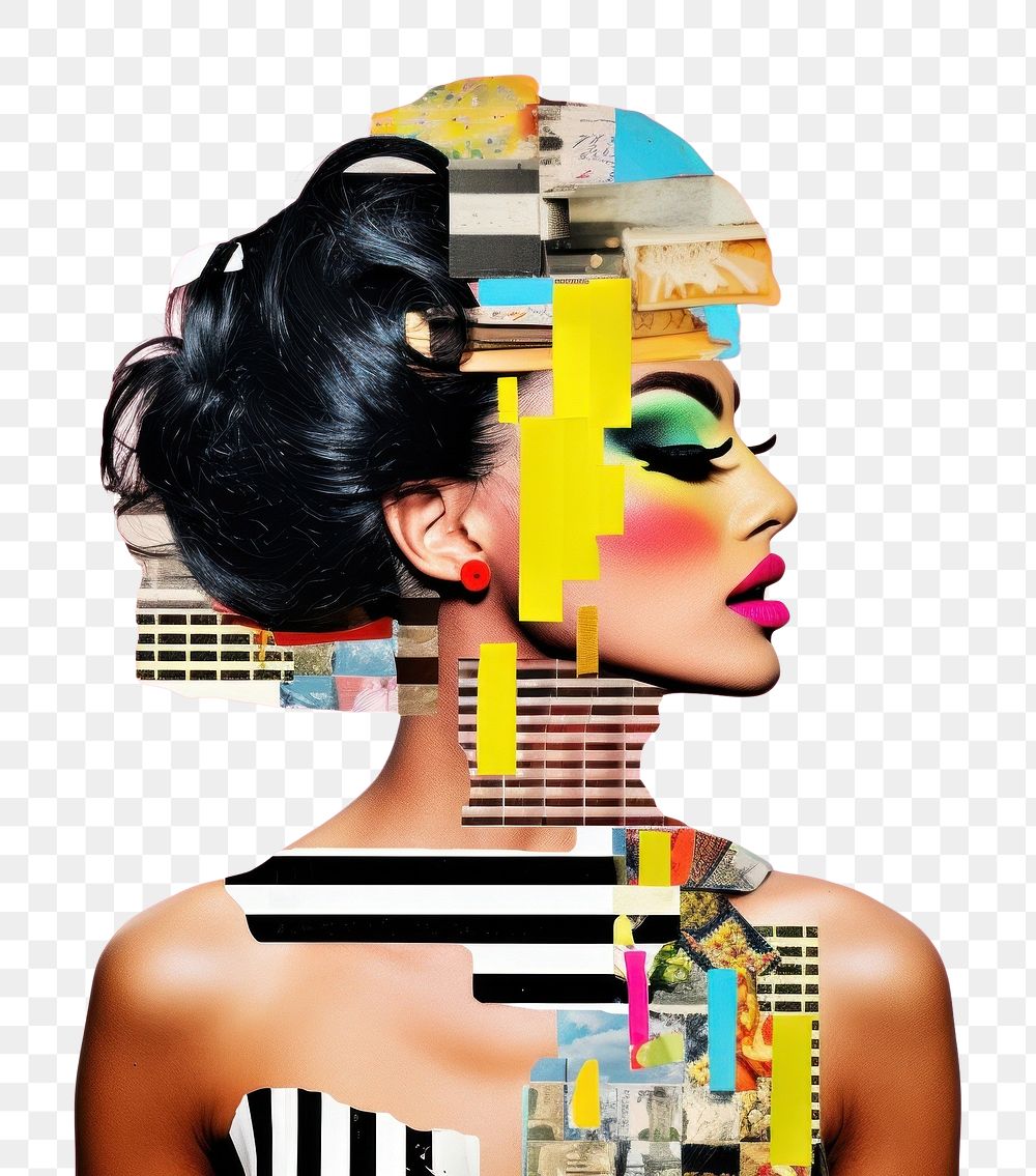 PNG  Symbolic mixed collage graphic element representing of drag queen photography portrait person.