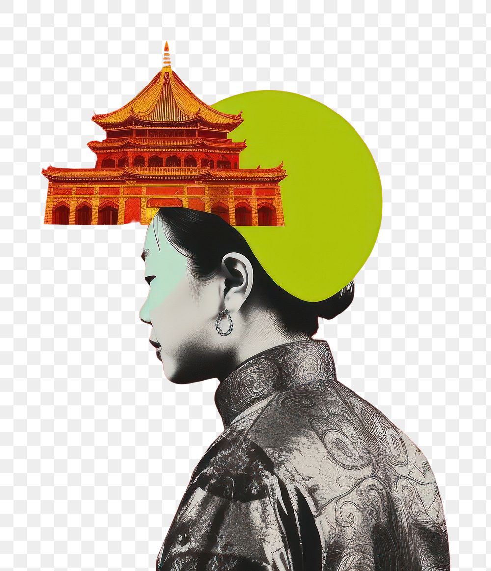 PNG Pop china traditional art collage represent of china culture advertisement photography portrait.