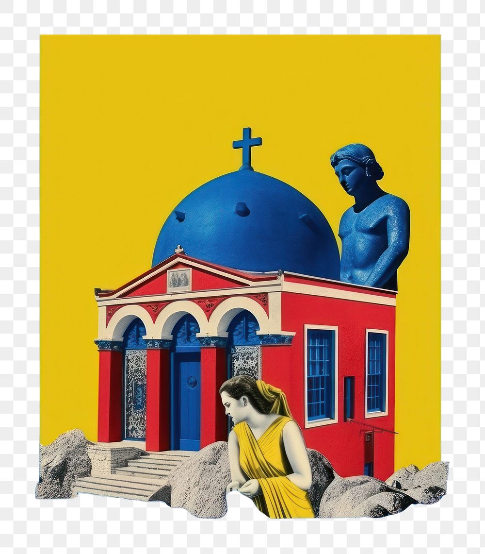 PNG Pop greece traditional art collage represent of greece culture architecture cathedral building.