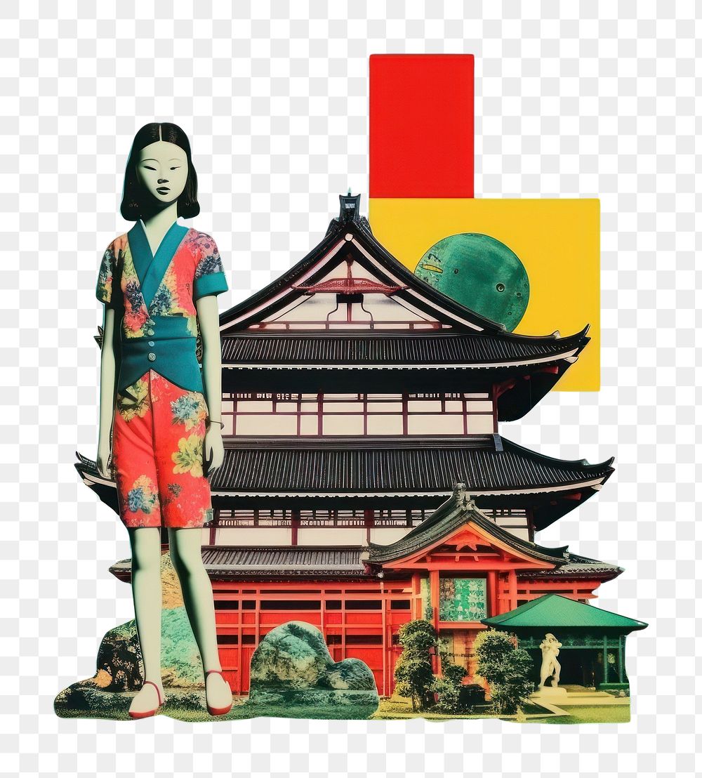 PNG Pop japan traditional art collage represent of japan culture clothing footwear apparel