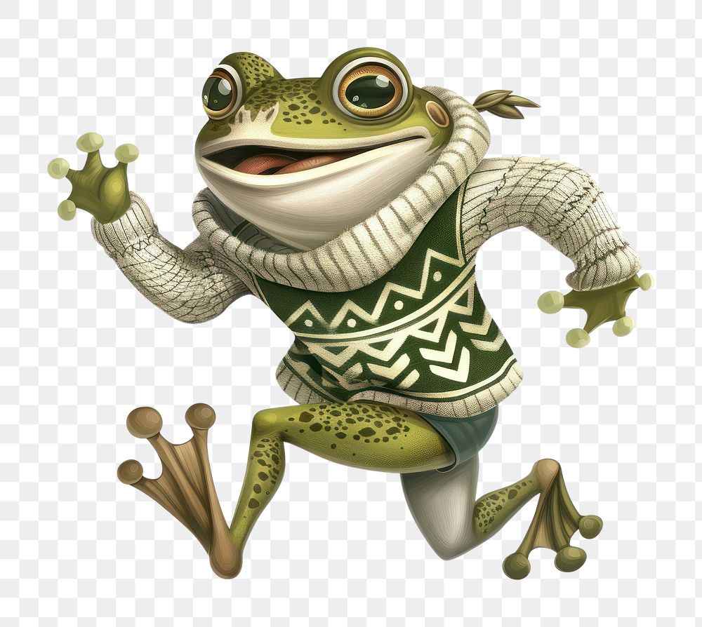 PNG Cute cartoon frog character amphibian wildlife reptile