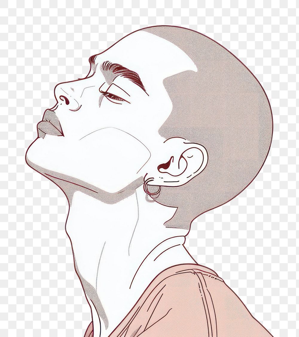 PNG Man with shaved hair art illustrated drawing