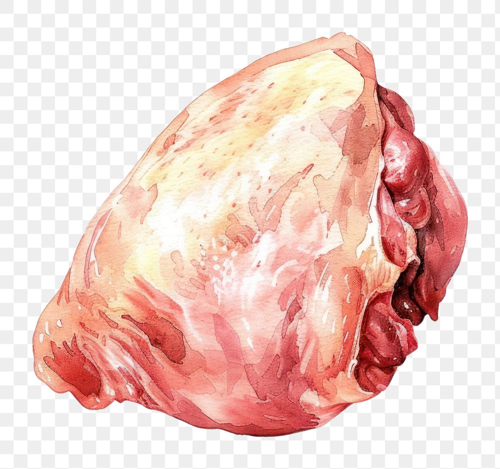 PNG An isolated raw chicken thigh food illustration watercolor.