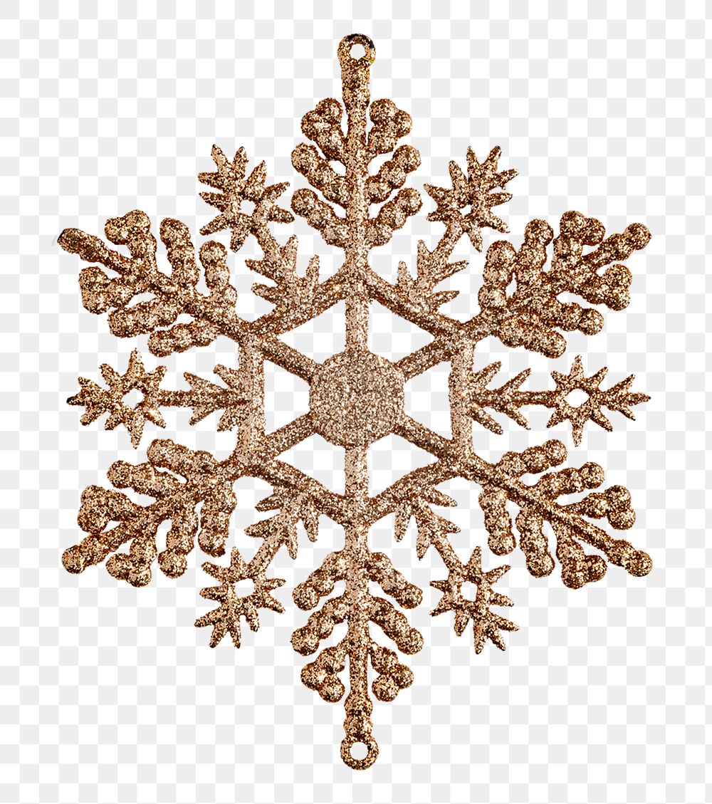 Gold snowflake png sticker, transparent background