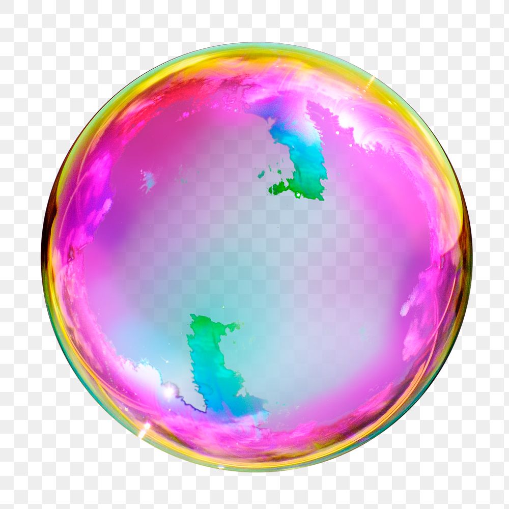 Holographic bubble png sticker, aesthetic effect cut out, transparent background