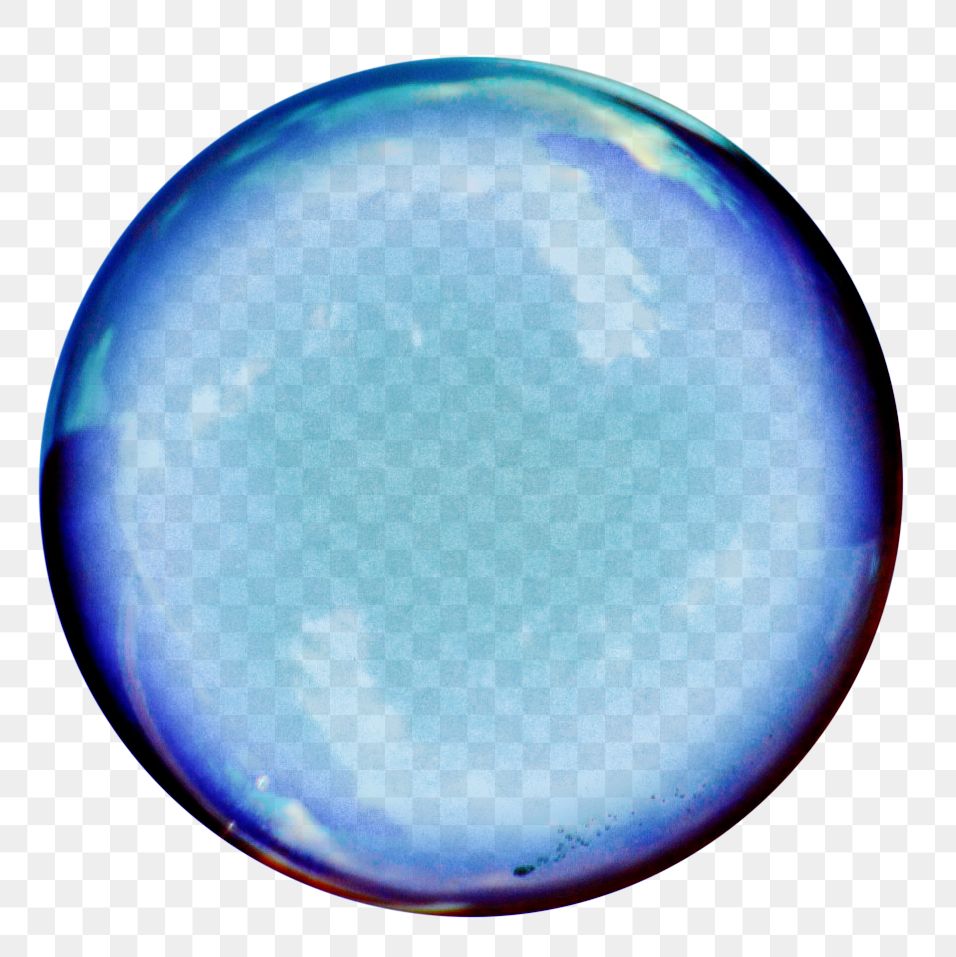 Blue bubble png sticker, aesthetic effect cut out, transparent background