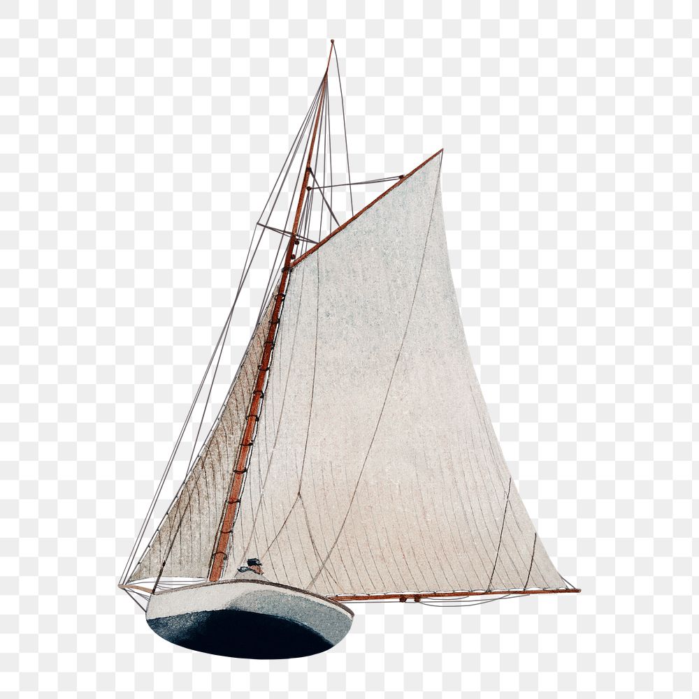 Winslow Homer sailboat png sticker, remixed by rawpixel.