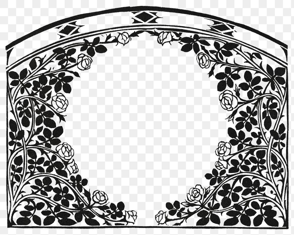 Png flower frame sticker, aesthetic vintage illustration, transparent background