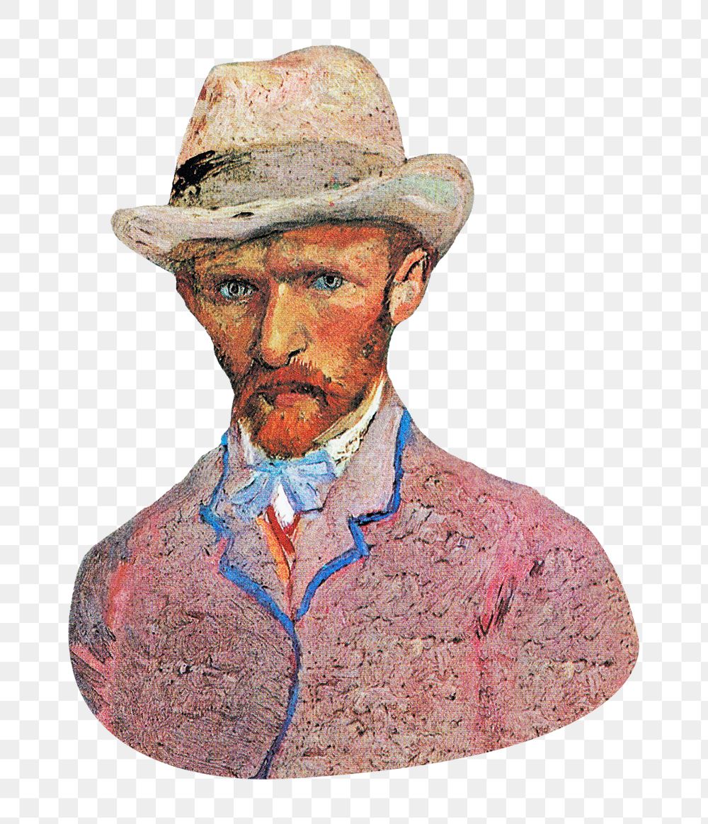 Png Van Gogh&rsquo;s self-portrait sticker, vintage artwork, transparent background, remixed by rawpixel