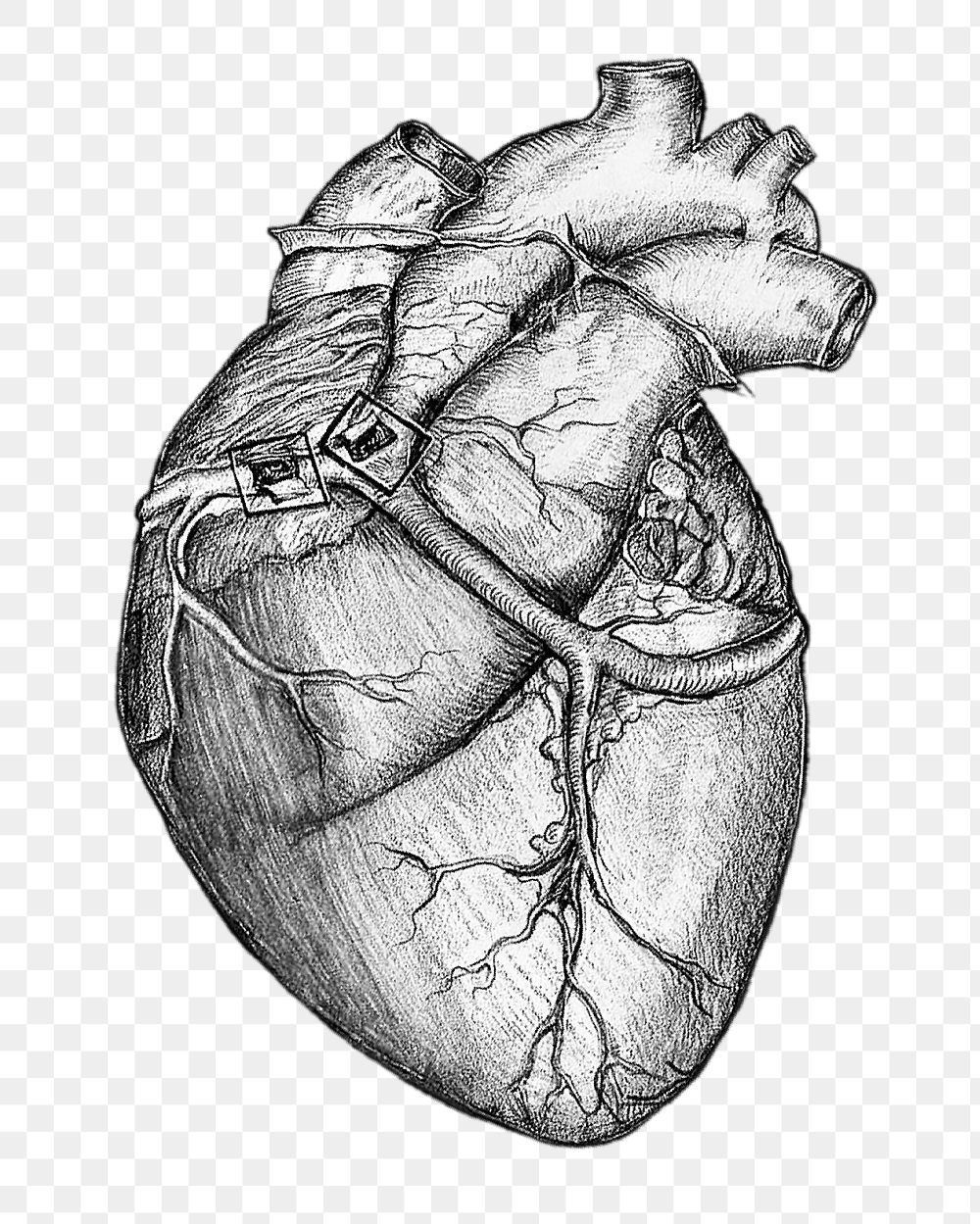 Realistic heart png sticker, medical illustration, transparent background