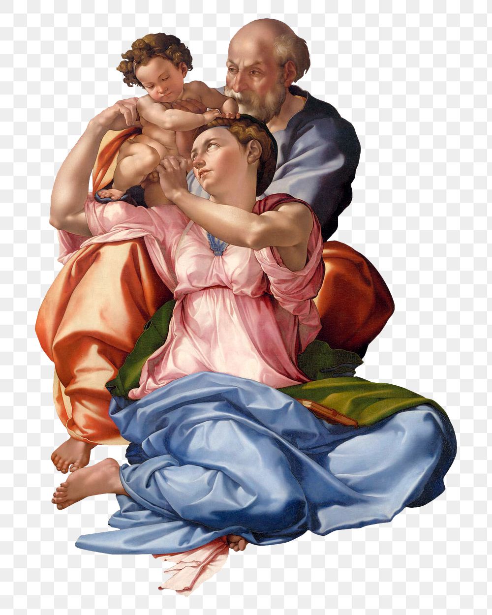 The holy family png sticker, Michelangelo-inspired artwork, transparent background, remixed by rawpixel