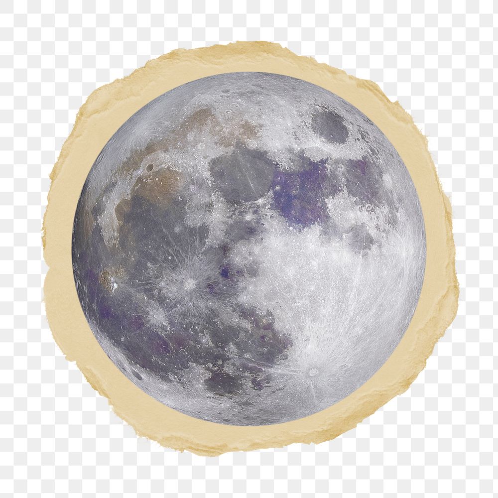 Planet moon png ripped paper sticker, galaxy graphic, transparent background
