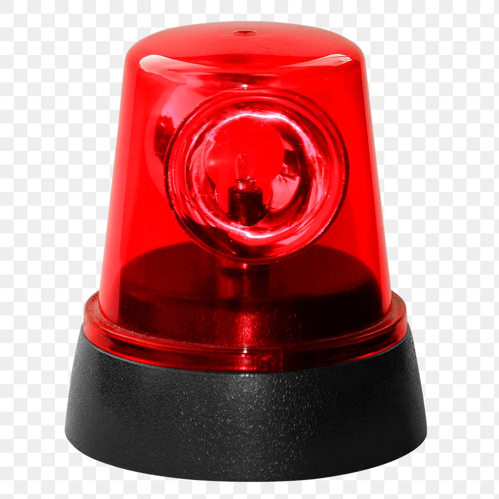 Red siren png light sticker, emergency flash, transparent background