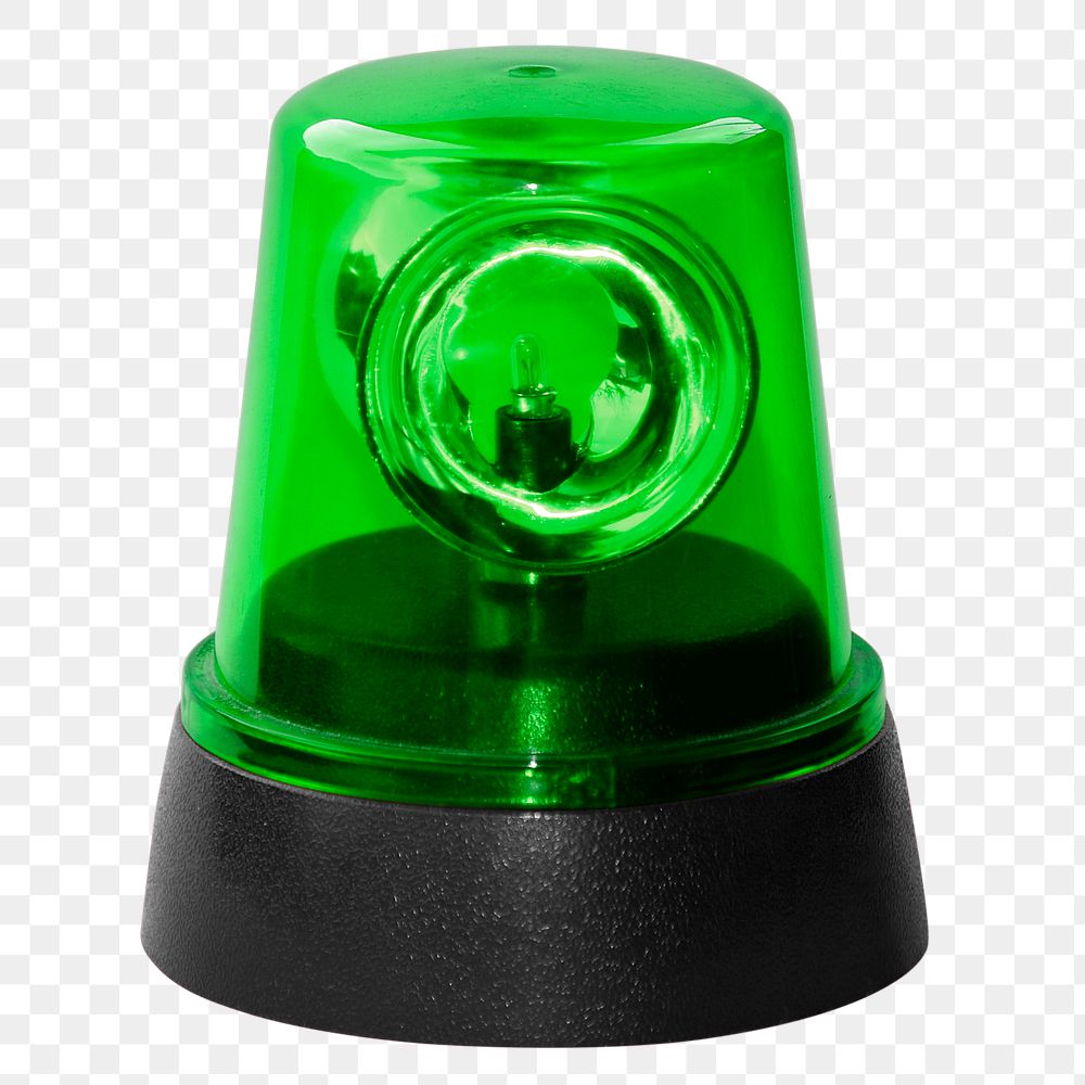 Green siren png light sticker, emergency flash, transparent background