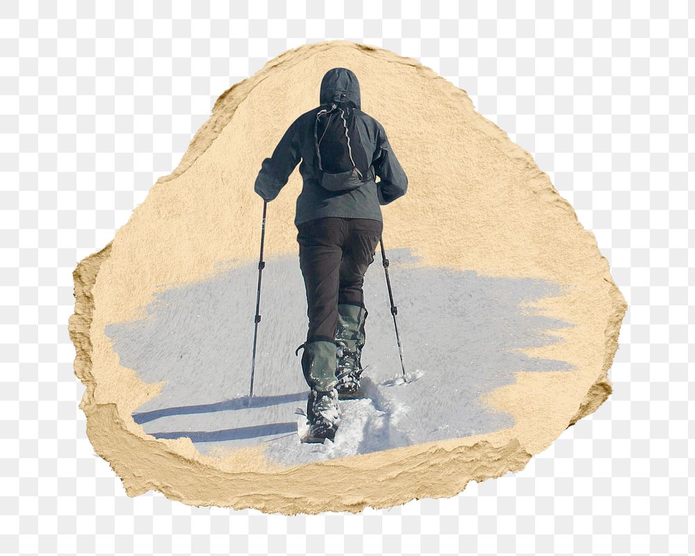PNG Snowshoeing towards the summit of Maiden Peak, collage element, transparent background