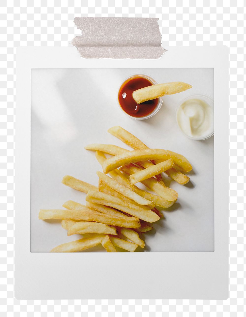 Fries instant photo frame sticker, transparent background