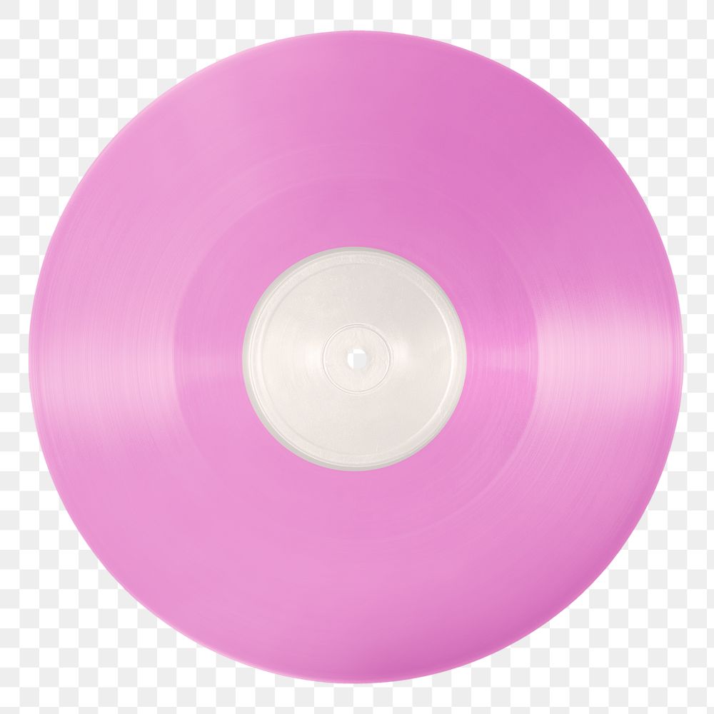 Png pink vinyl record sticker, transparent background