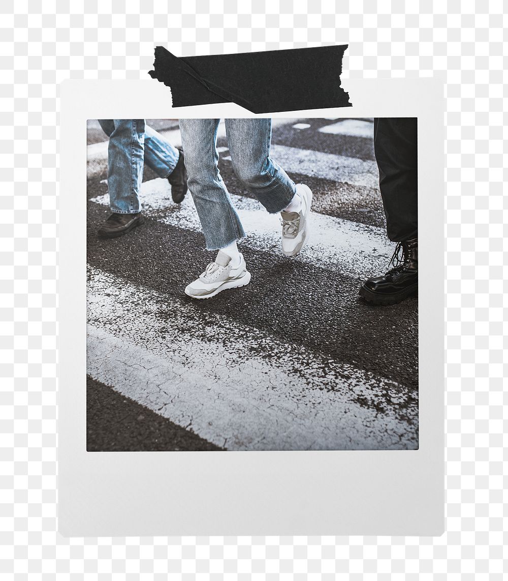 Crosswalk png sticker, instant photo film, transparent background