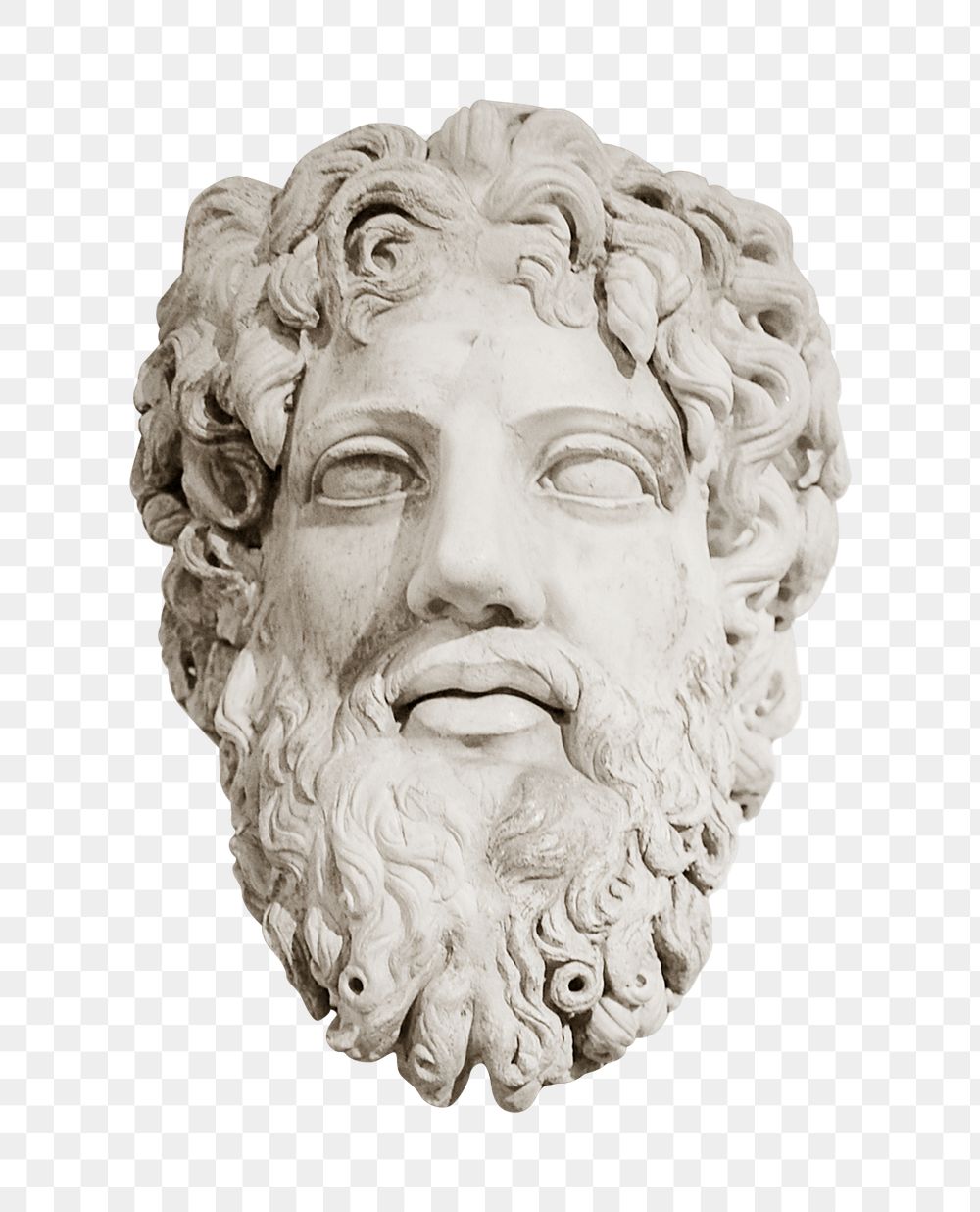 Zeus head sculpture png sticker, transparent background