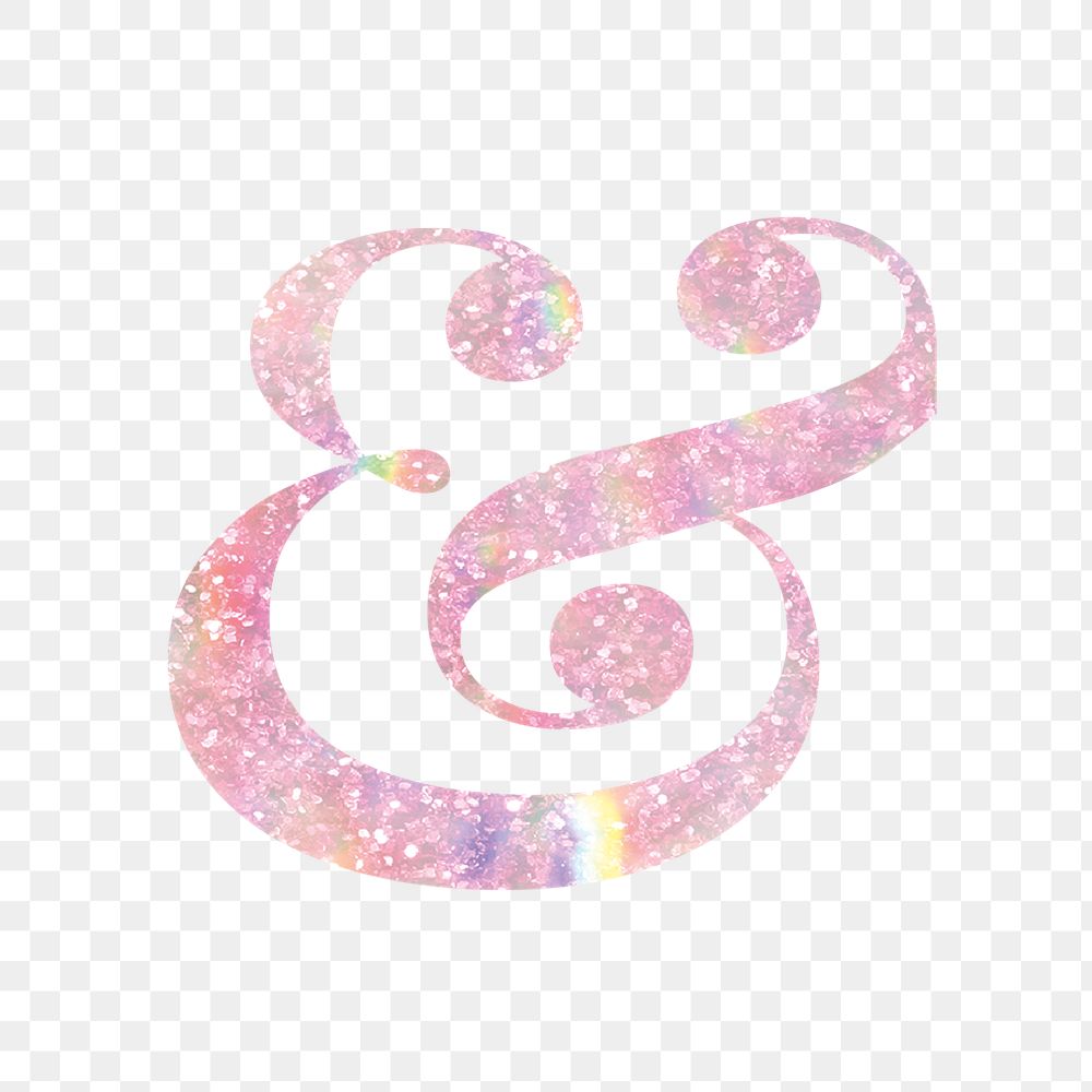 Pink ampersand png aesthetic glitter sign sticker, transparent background